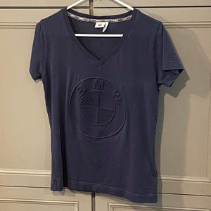 BMW CAR LOGOG T-Shirt Ladies Dark Blue V neck– Small